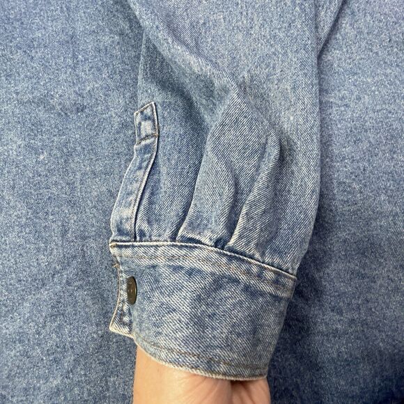 VTG Avenue Blues Shacket Jacket Womens 26/28 Blue Denim Barn Coat Light Wash 90s - Picture 11 of 12